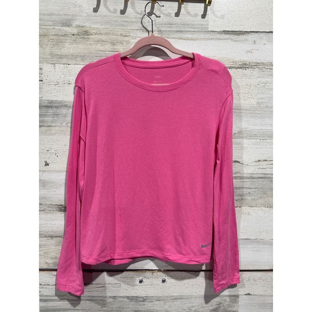 Nike Yoga Dri-FIT Shirt Women Small Pink Long Sleeve Activewear EUC